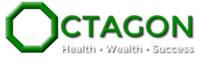 Octagon Logo Lettering white small text